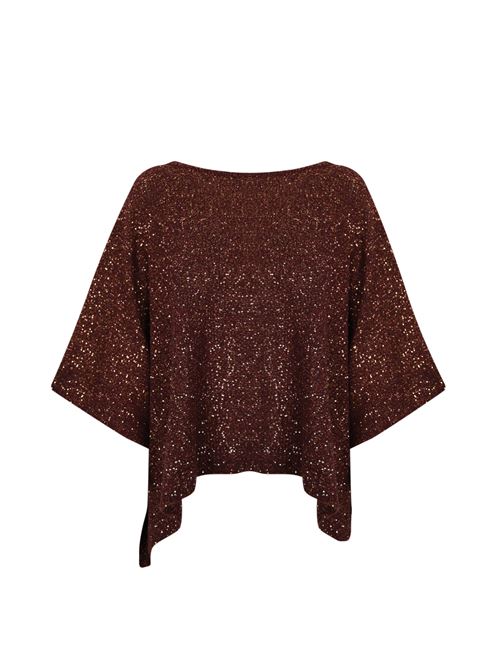 Mantella con paillettes in misto alpaca Bordeaux D. Exterior | 5933723BOR